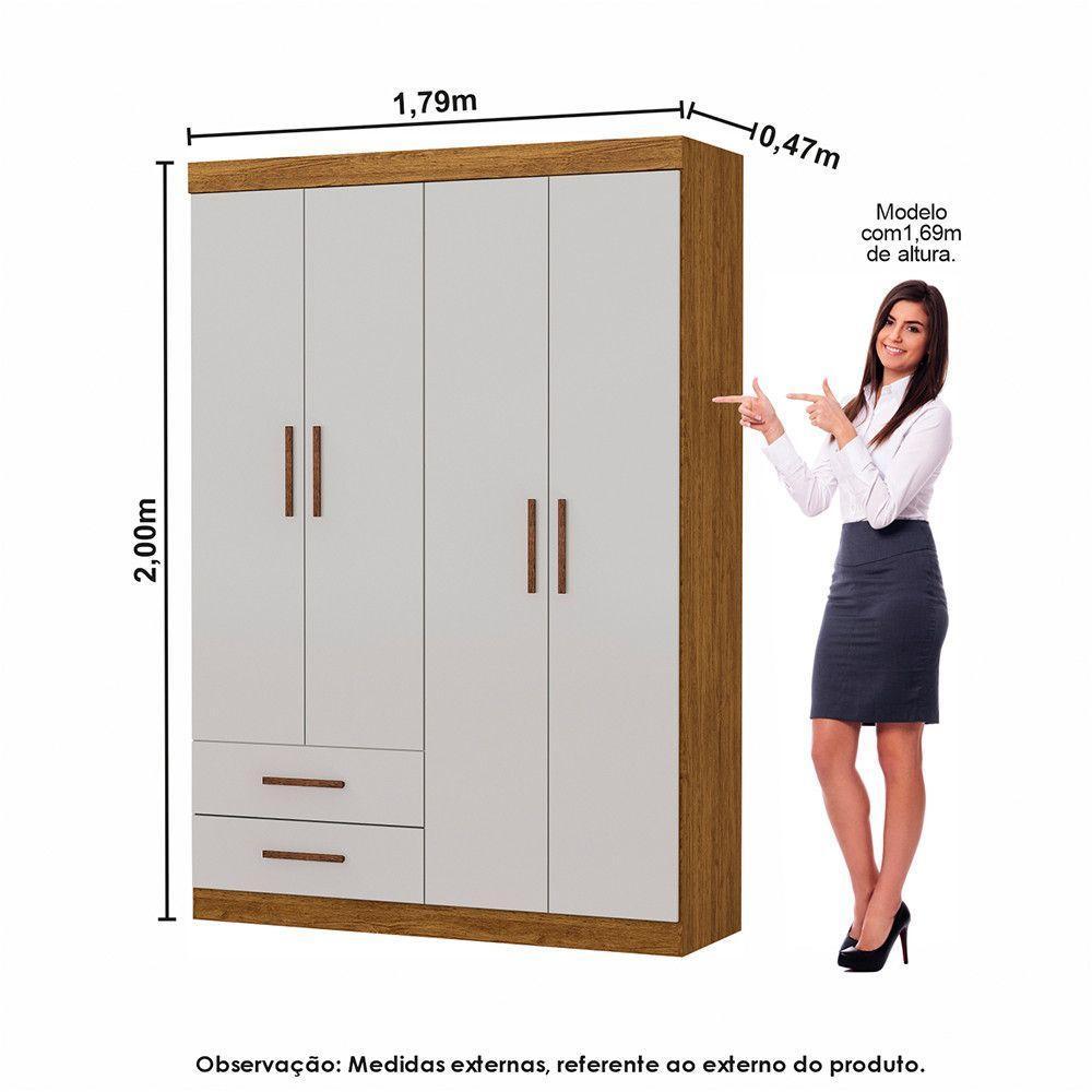 Guarda Roupa Casal Modulado 5 Portas Hercules 4 Portas 4 Gavetas Cinamomo com Off White - 4