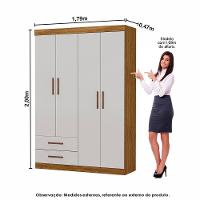 Guarda Roupa Casal Modulado 5 Portas Hercules 4 Portas 4 Gavetas Cinamomo com Off White