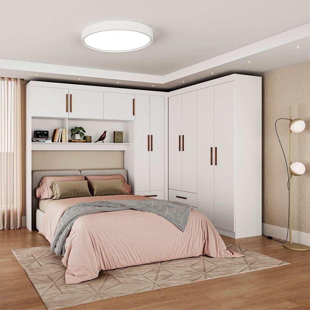 Guarda Roupa Casal Modulado 5 Portas Hercules 4 Portas 4 Gavetas Branco - 1