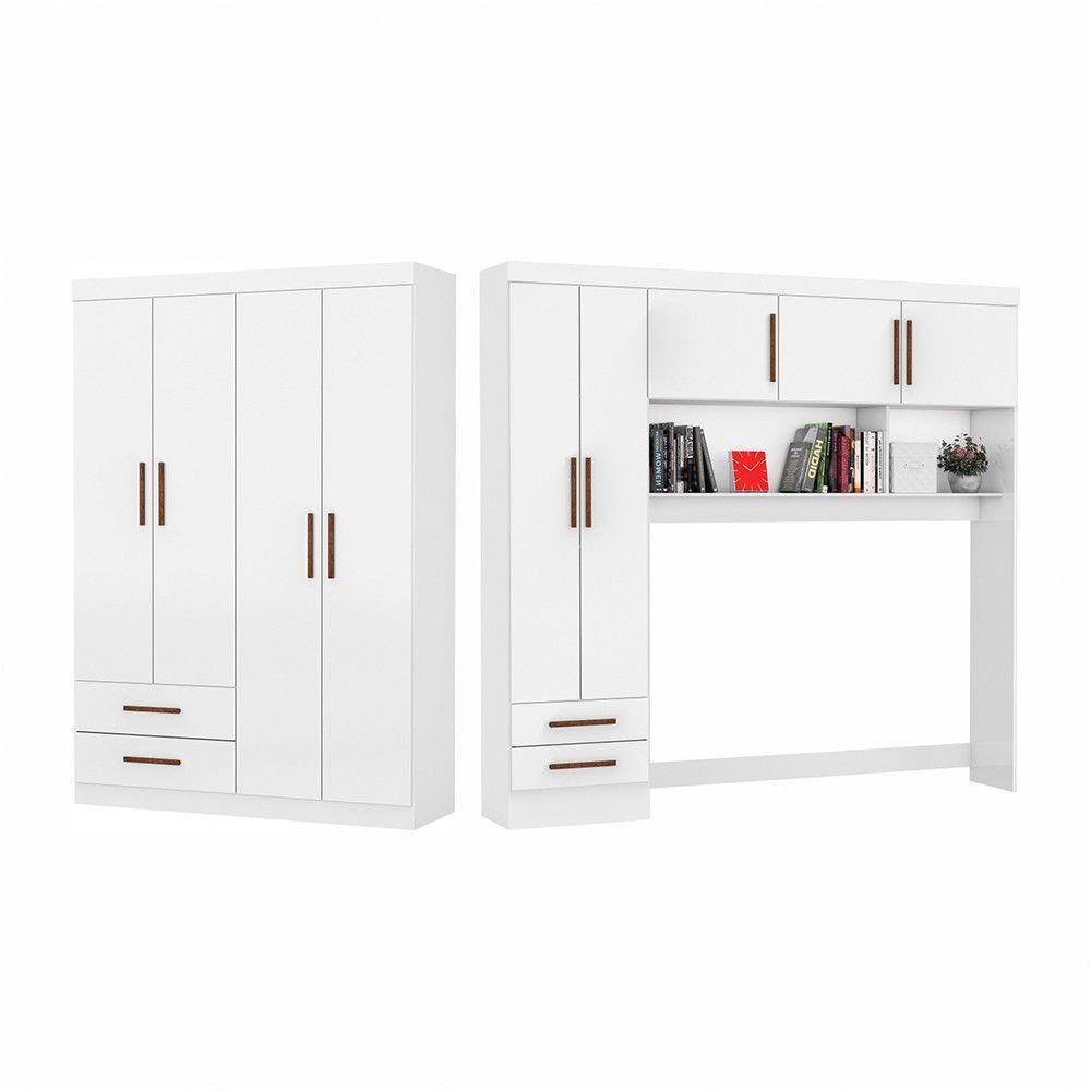 Guarda Roupa Casal Modulado 5 Portas Hercules 4 Portas 4 Gavetas Branco - 2