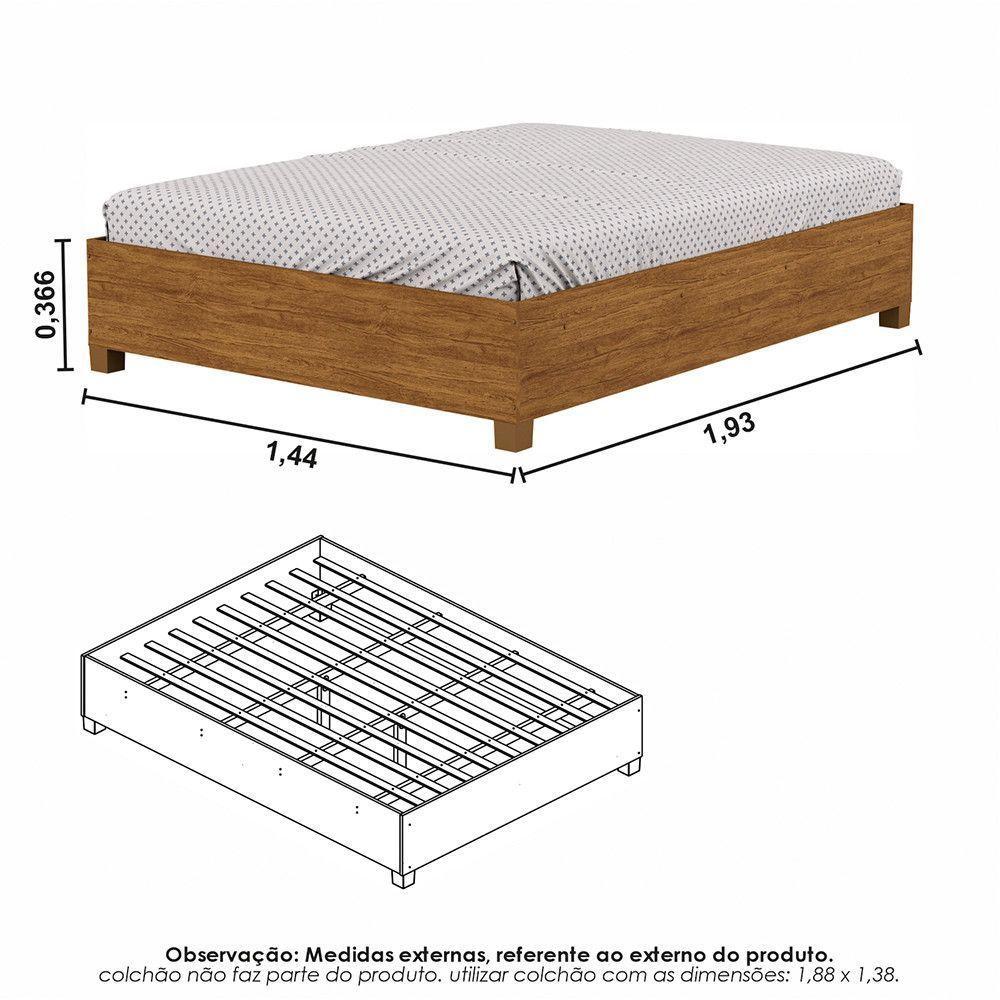 Guarda Roupa Casal Modulado 4 Portas com Cama Hércules 4 Portas e 4 Gavetas com Espelho Cinamomo - 5