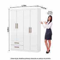 Guarda Roupa Casal Modulado 4 Portas Hercules 4 Portas 4 Gavetas Branco