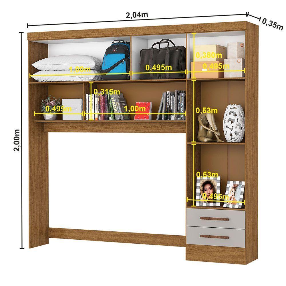 Guarda Roupa Casal Modulado 4 Portas Hercules 4 Portas 4 Gavetas Cinamomo com Off White - 5