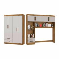 Guarda Roupa Casal Modulado 4 Portas Hercules 4 Portas 4 Gavetas Cinamomo com Off White - 2