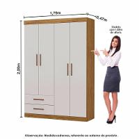 Guarda Roupa Casal Modulado 4 Portas Hercules 4 Portas 4 Gavetas Cinamomo com Off White