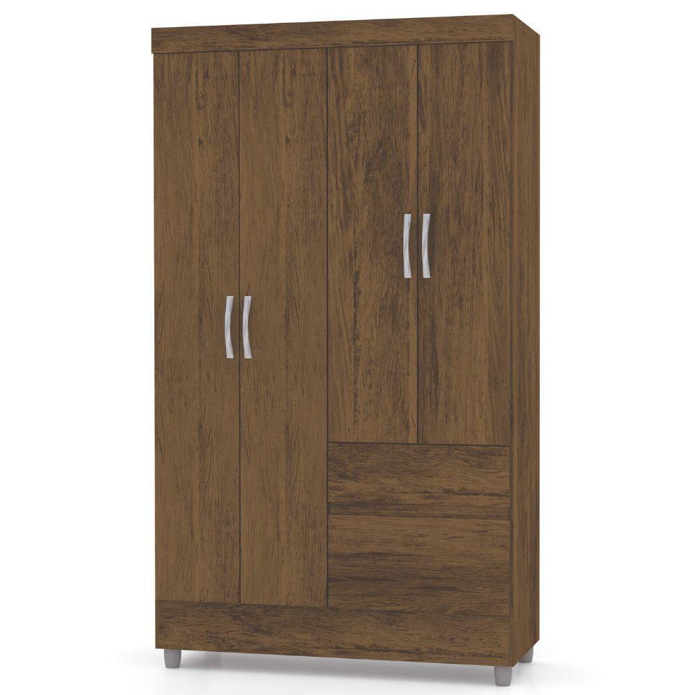 Guarda Roupa Solteiro Ideal Plus 4 Portas Imbuia Rústico Vr - 1