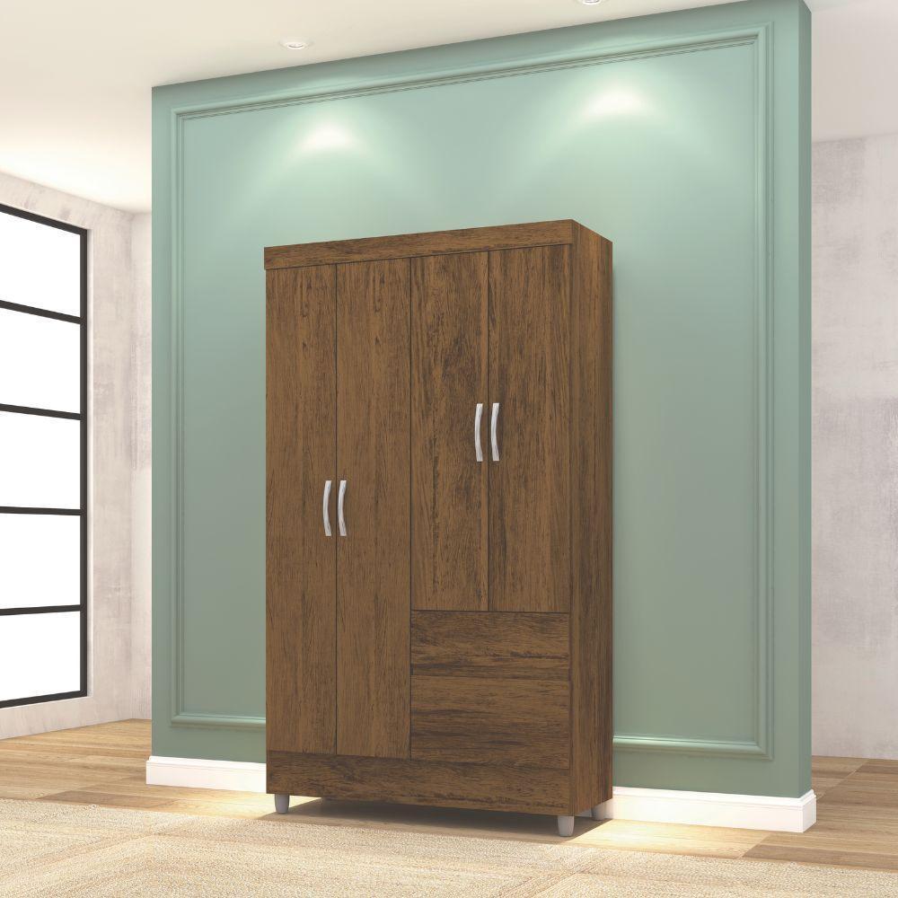 Guarda Roupa Solteiro Ideal Plus 4 Portas Imbuia Rústico Vr - 2