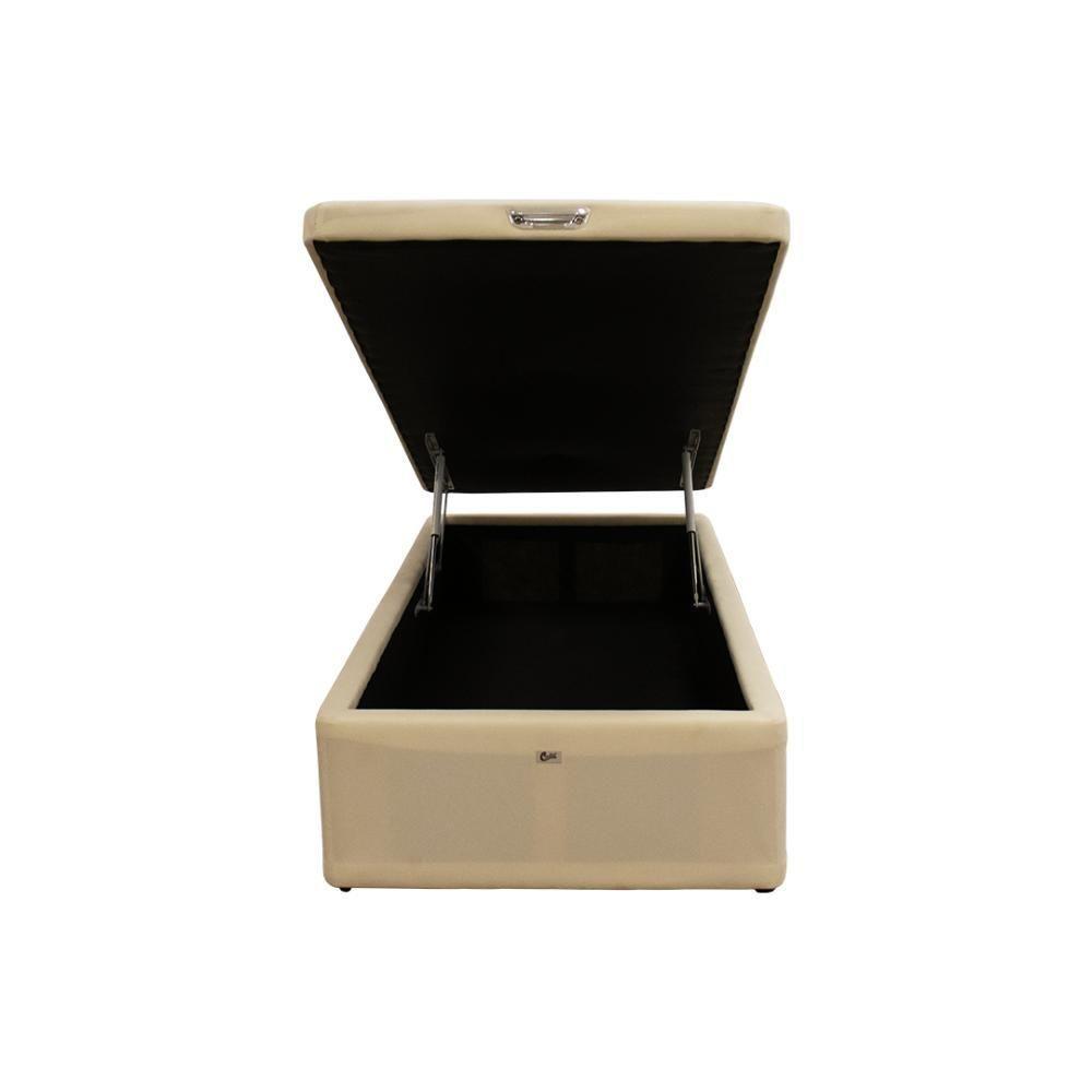 Cama Box Baú Castor Solteiro Vellus Bege 120x203x35cm - 5