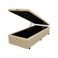 Cama Box Baú Castor Solteiro Vellus Bege 120x203x35cm - 1