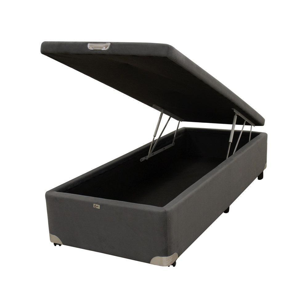 Cama Box Baú Castor Solteiro Vellus Cinza 120x203x35cm - 1