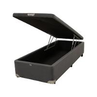 Cama Box Baú Castor Solteiro Vellus Cinza 120x203x35cm - 1