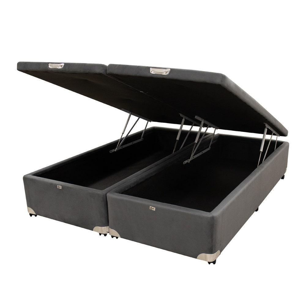 Cama Box Baú Castor King Vellus Cinza 180x200x35cm - 1