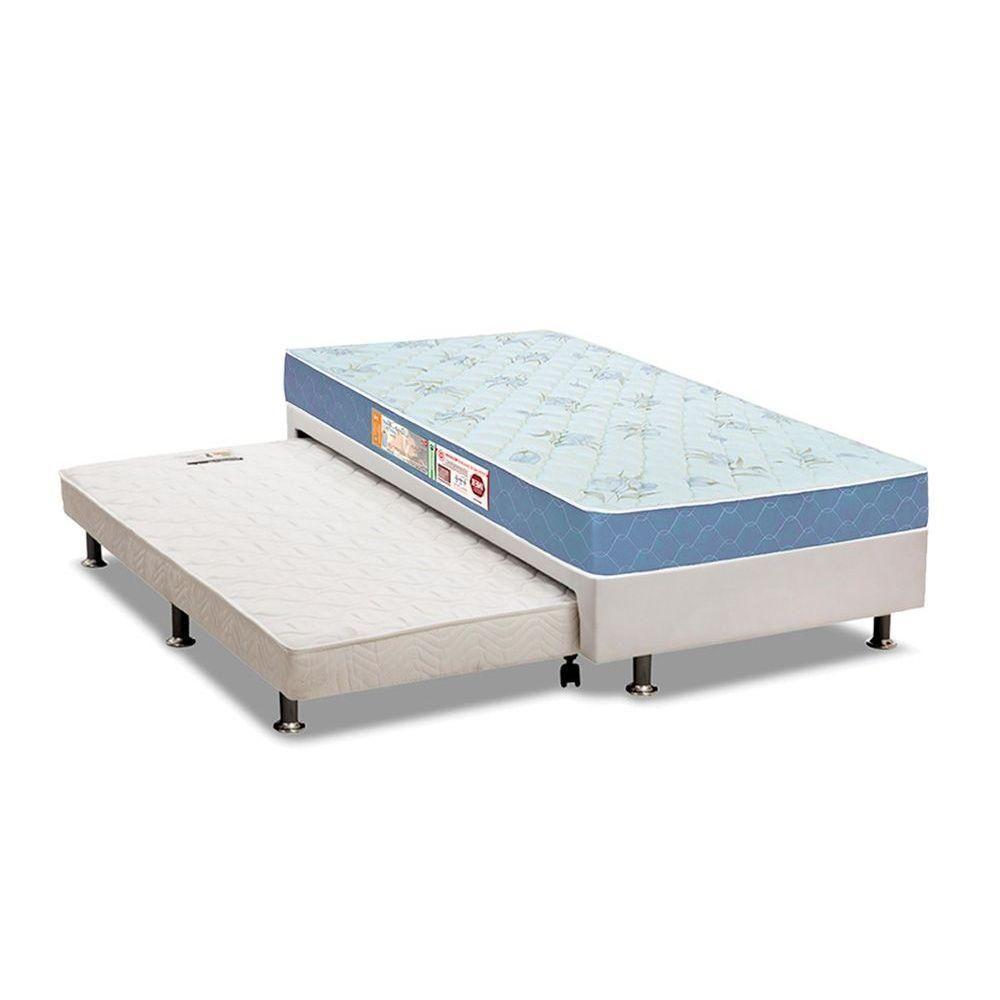 Cama Box Solteiro: Colchão Espuma D45 Castor Sleep Max + Base Crc Courano White(88x188) - 1