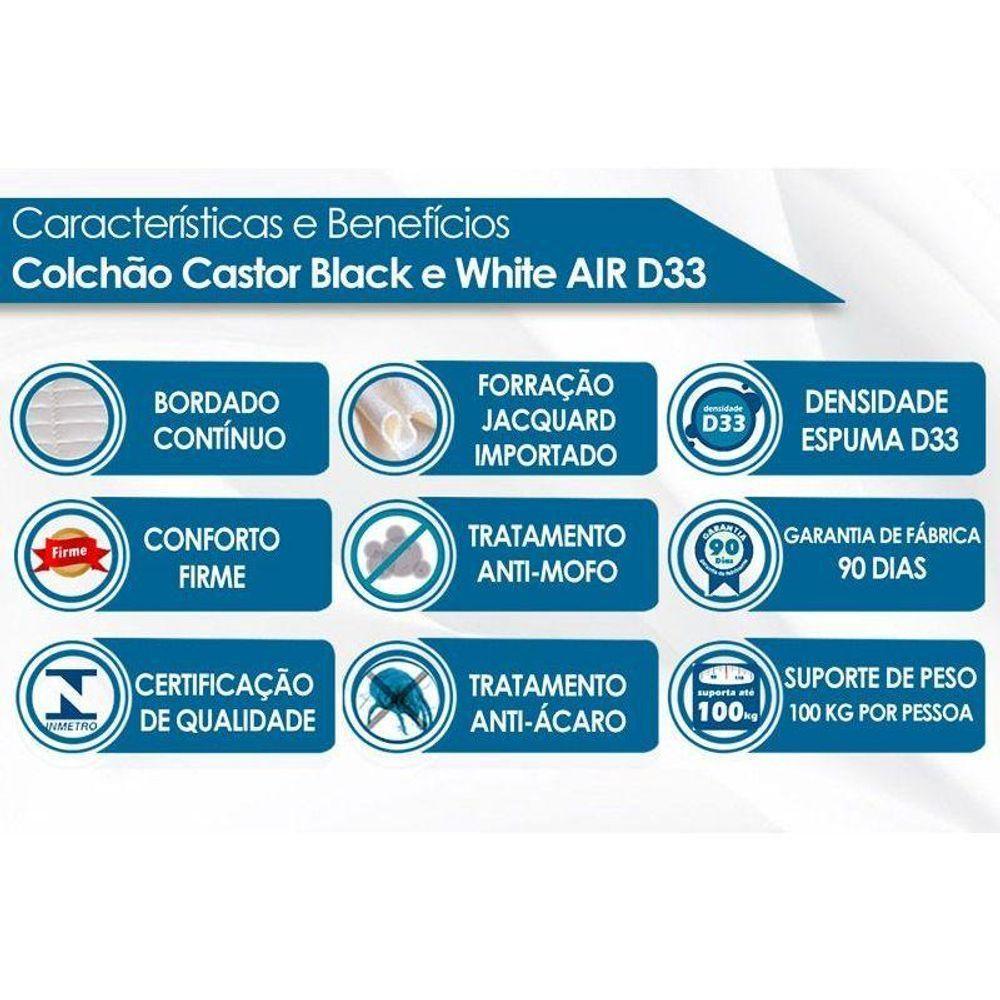 Colchão Solteiro Espuma D33 Black White Air Euro Pillow (88x188x23) - Castor - 5