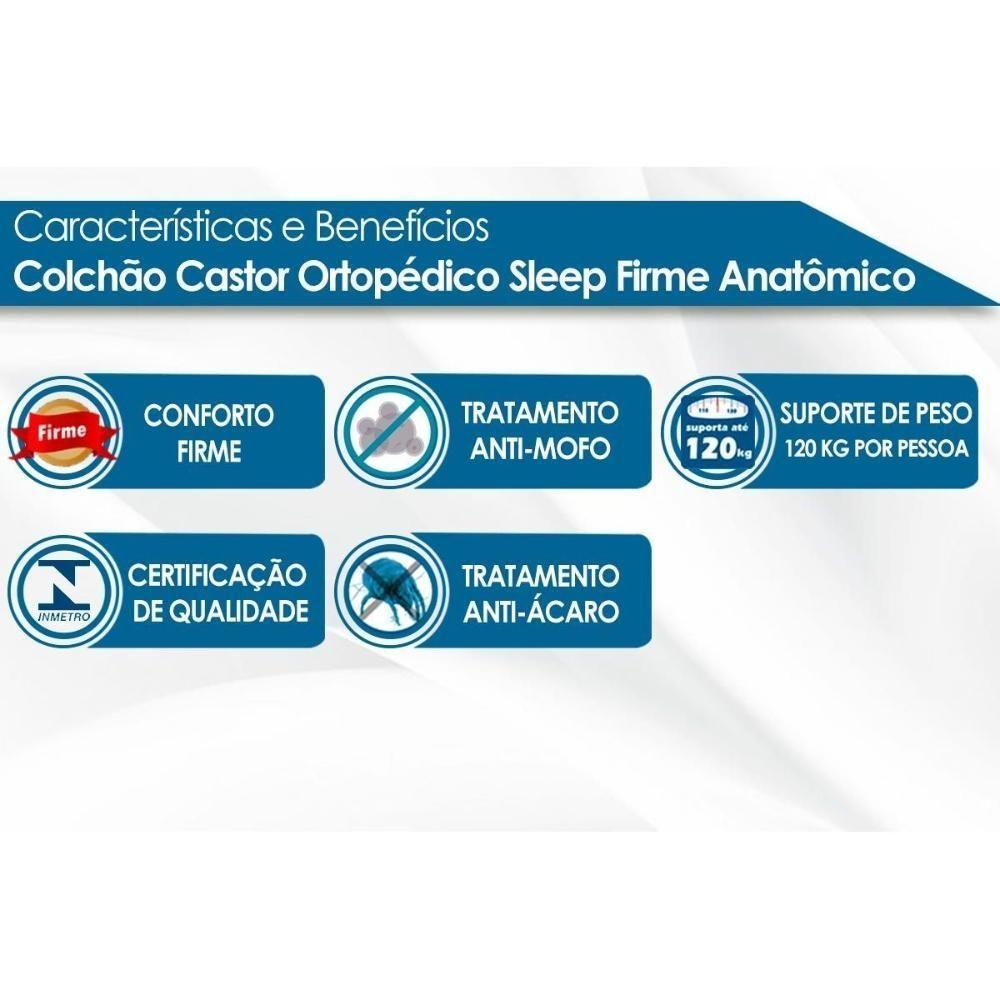 Cama Box Com Auxiliar Solteiro Colchão Anatômico Castor Sleep Firme + Base Crc Courano White(88x188) - 6