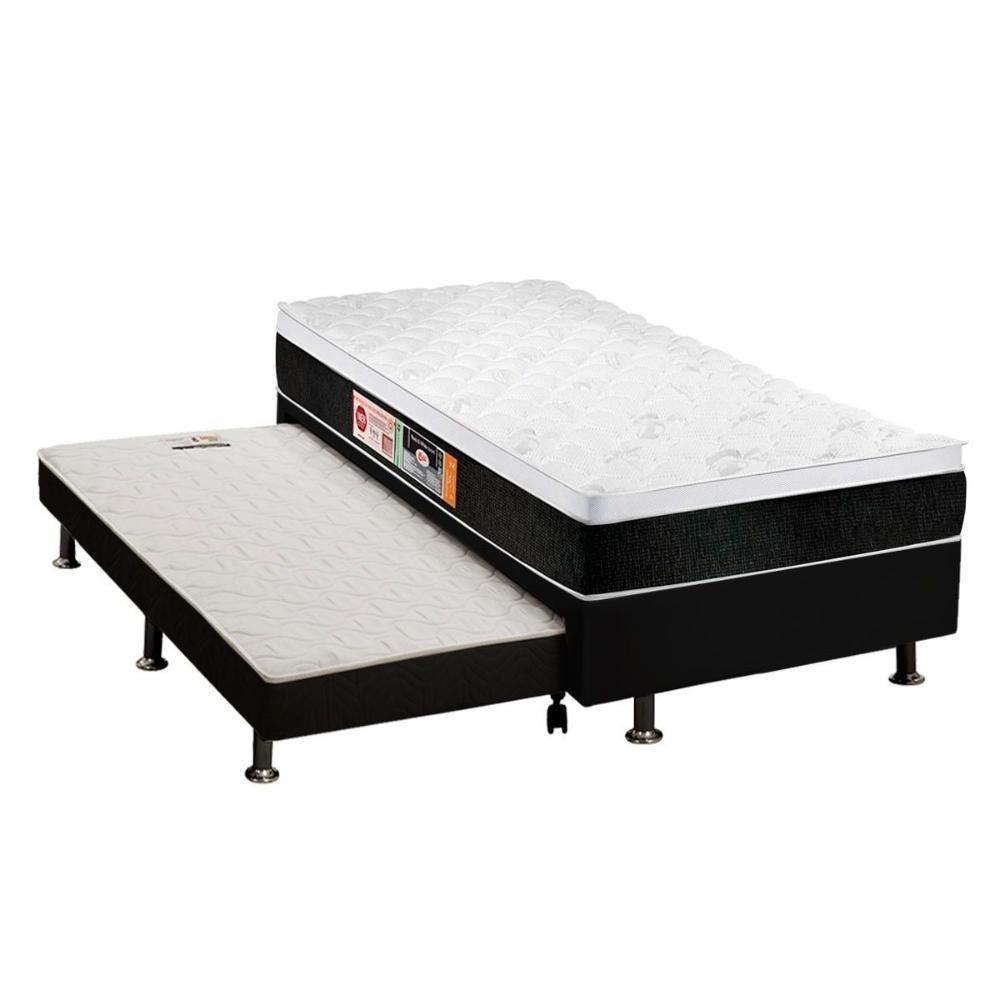 Cama Box Solteiro: Colchão Espuma D45 Castor Black E White + Base Crc Courano Black(88x188) - 1
