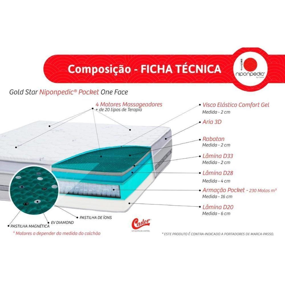 Cama Box Casal Colchão C-vibro Massagem Castor Pocket Gold Star Niponpedic Magnético + Base Crc Courano White(138x188) - 3