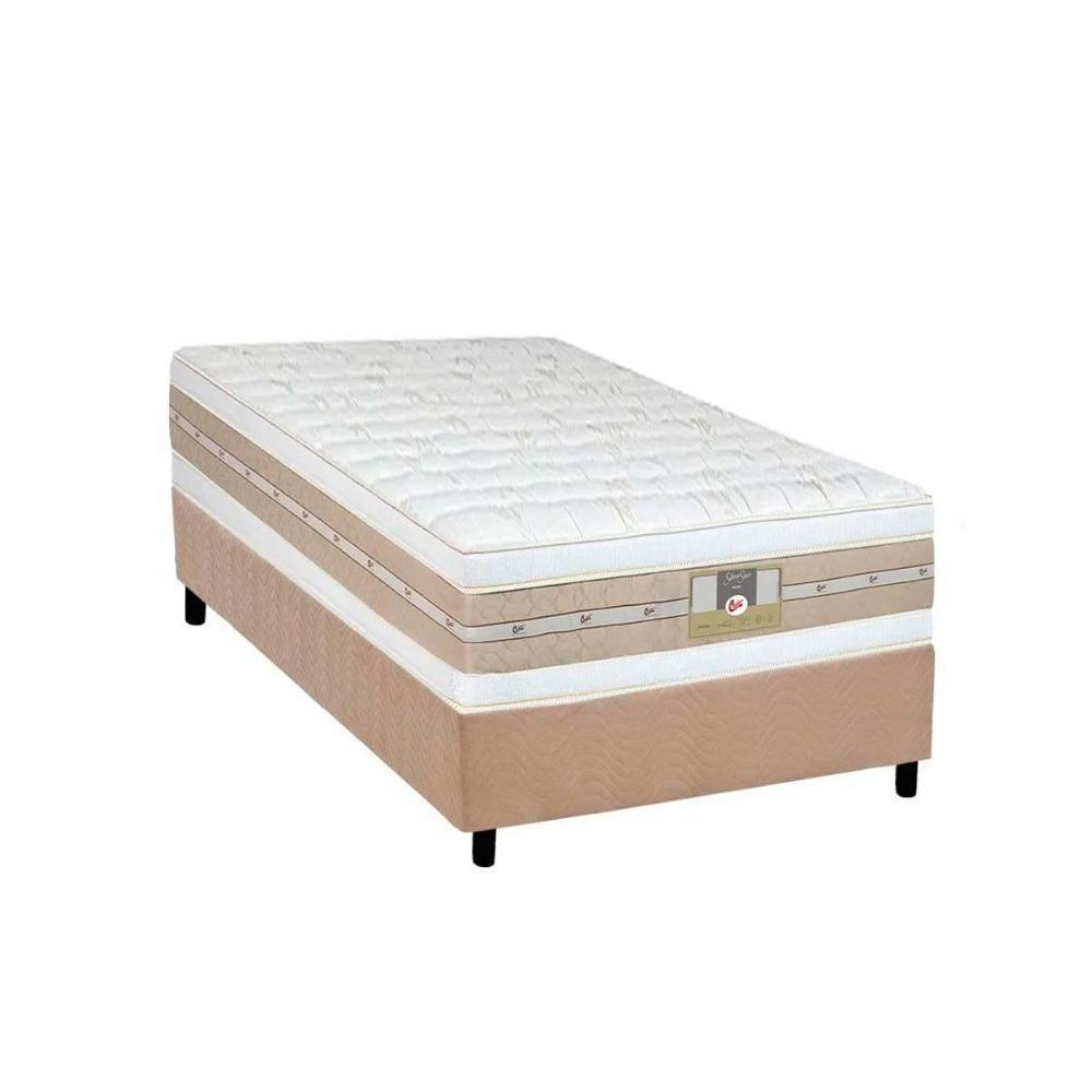 Cama Box Solteiro: Colchão Molas Ensacadas Castor Pocket Silver Star Air Double + Base Crc Suede Clean(88x188) - 1