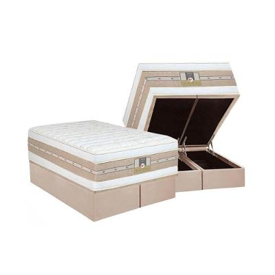 Cama Box Baú Queen Colchão Molas Ensacadas Castor Pocket Silver Star Air Double + Base Crc Suede Clean(158x198)