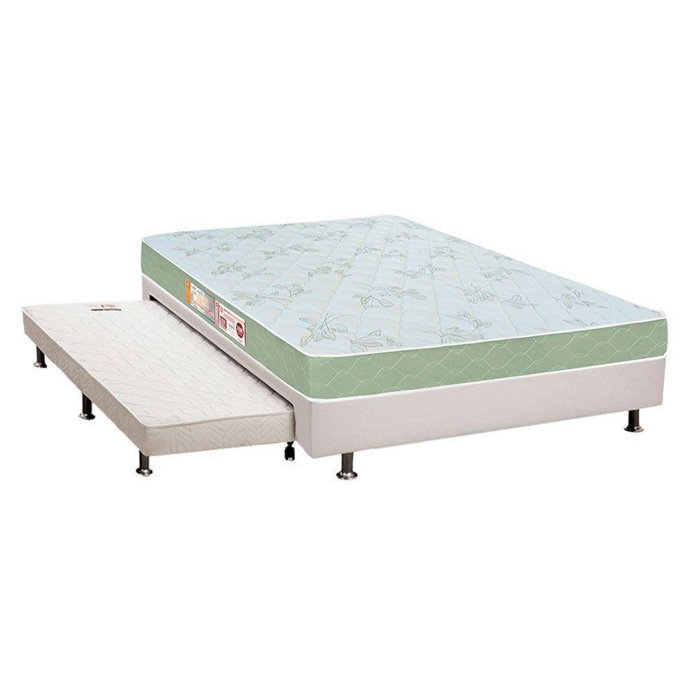 Cama Box Casal Colchão Espuma D33 Castor Sleep Max + Base Crc Courano White(138x188) - 1