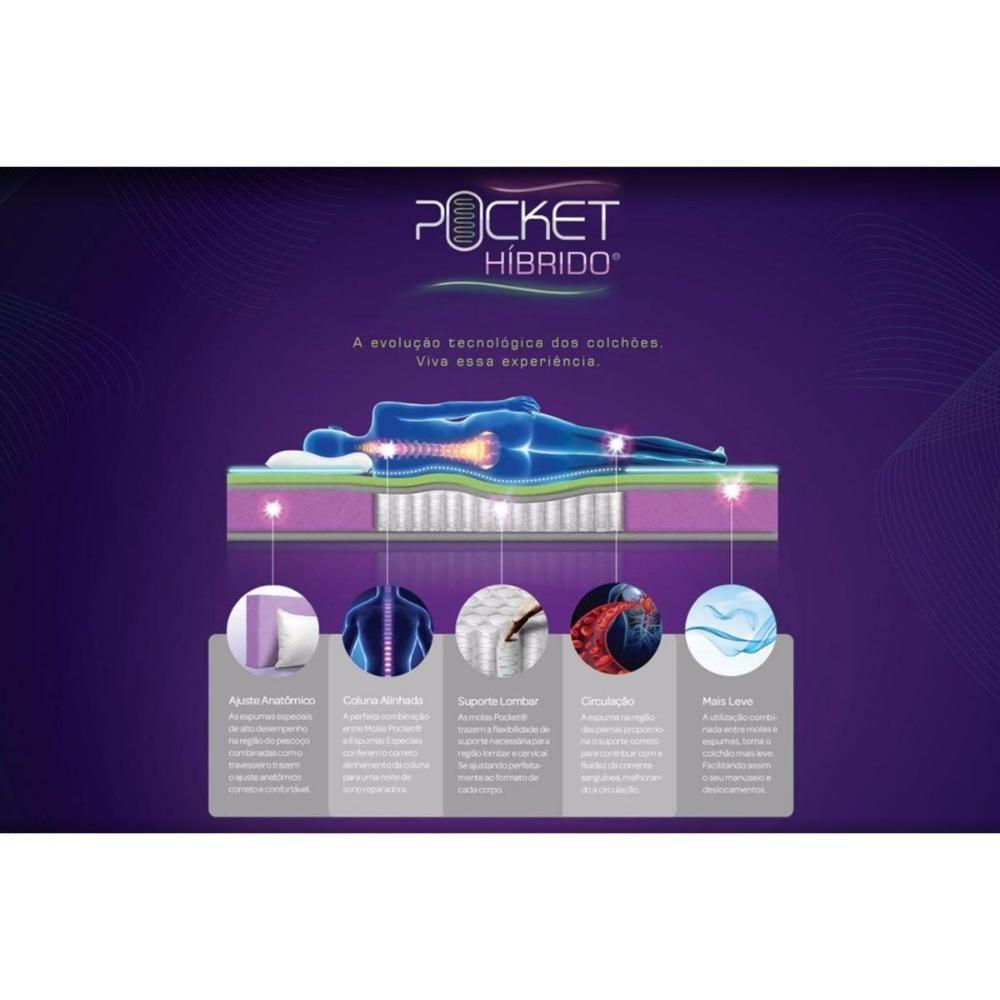 Colchão Solteiro Molas Ensacadas Pocket Revolution Híbrido Pillow (88x188x27) - Castor - 2