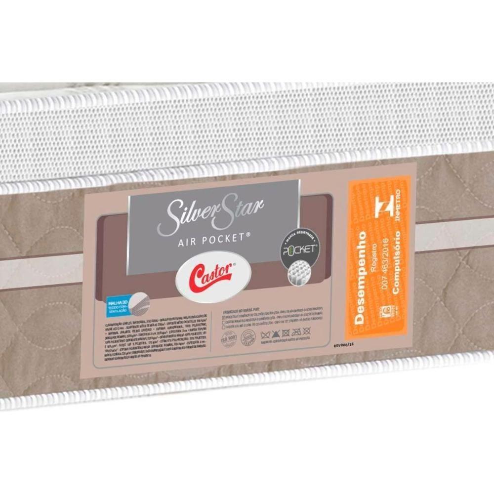 Cama Box Baú Queen: Colchão Molas Masterpocket Ensacadas Castor Silver Star Air + Base Crc Suede Clean (158x198) - 7
