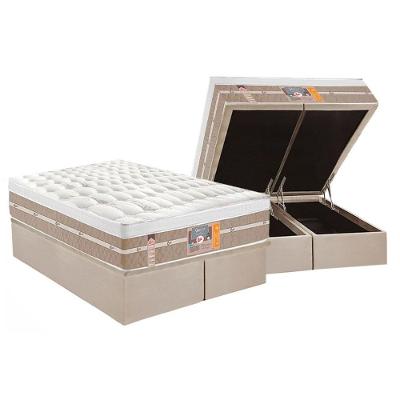 Cama Box Baú Queen: Colchão Molas Masterpocket Ensacadas Castor Silver Star Air + Base Crc Suede Clean (158x198)