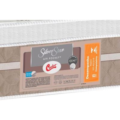 Cama Box Solteiro: Colchão Molas Ensacadas Castor Silver Star Air + Base Crc Suede Clean (88x188)