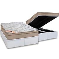 Cama Box Baú Queen: Colchão Molas Pocket Ensacadas Castor Revolution Híbrido + Base Crc Courano White (158x198) - 1