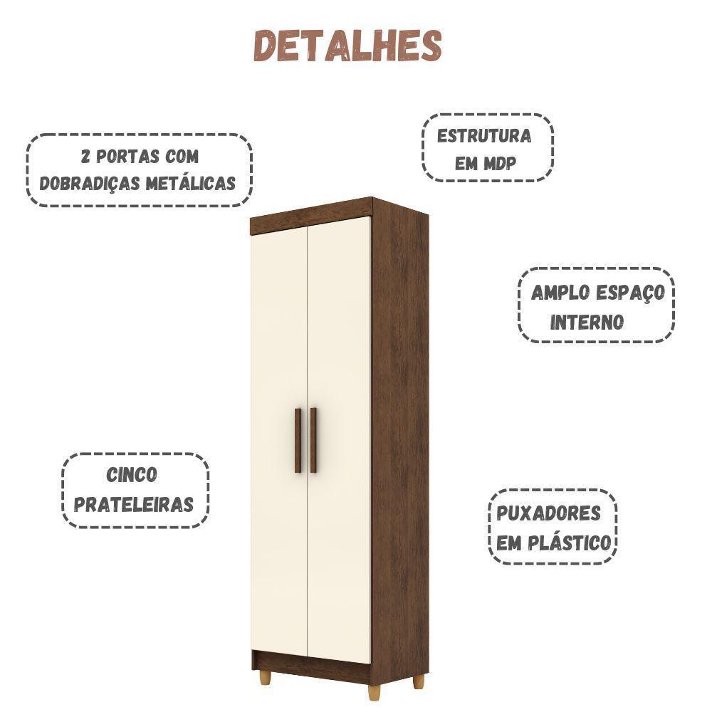 Armário Multiuso Line 2 Portas Imbuia Champanhe Vr - 4