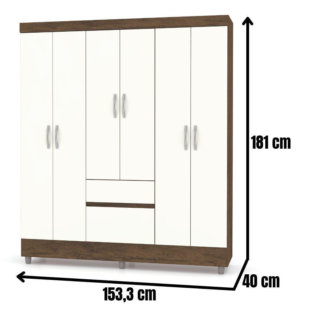 Guarda Roupa Solteiro Ideal Plus 6 Portas Imbuia Champanhe Vr - 5