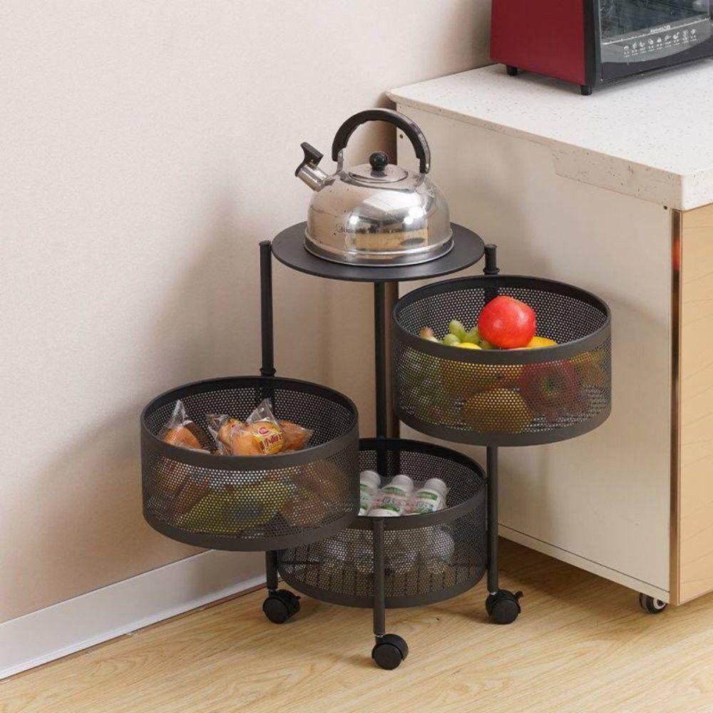 Fruteira Com Rodinhas Suporte Móvel 3 Andares Preto - 3