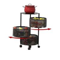 Fruteira Com Rodinhas Suporte Móvel 3 Andares Preto - 2