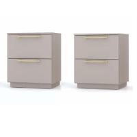 Kit 2 Mesa De Cabeceira 2 Gavetas Dubai Cor Fendi - Vila Rica - 1