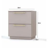 Kit 2 Mesa De Cabeceira 2 Gavetas Dubai Cor Fendi - Vila Rica - 3