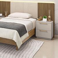 Kit 2 Mesa De Cabeceira 2 Gavetas Dubai Cor Fendi - Vila Rica - 4