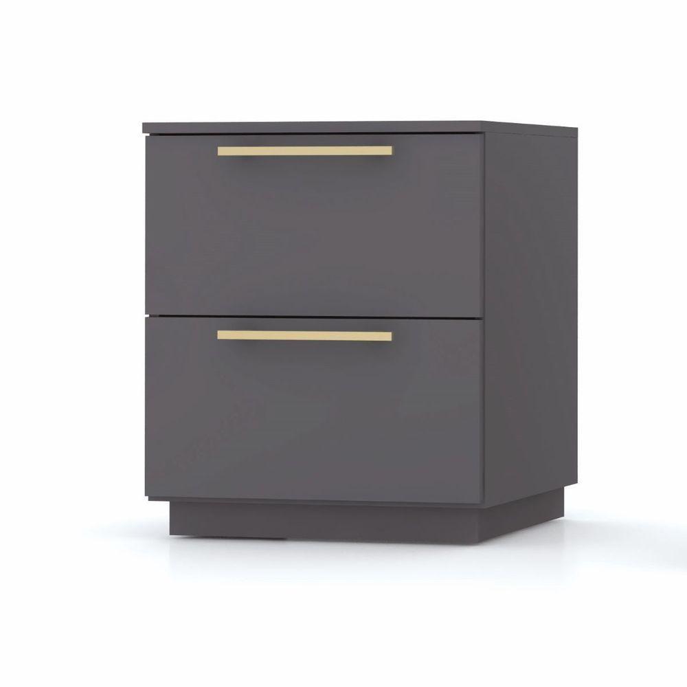 Mesa De Cabeceira 2 Gavetas Dubai Cor Alasca - Vila Rica - 1