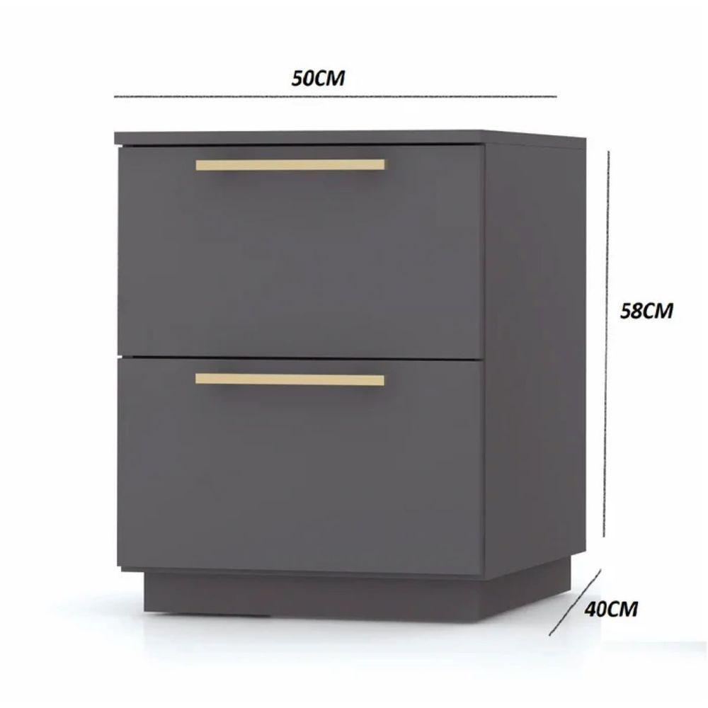 Mesa De Cabeceira 2 Gavetas Dubai Cor Alasca - Vila Rica - 2