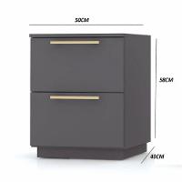 Mesa De Cabeceira 2 Gavetas Dubai Cor Alasca - Vila Rica - 2