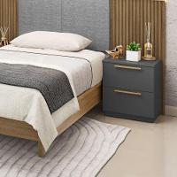 Mesa De Cabeceira 2 Gavetas Dubai Cor Alasca - Vila Rica - 3