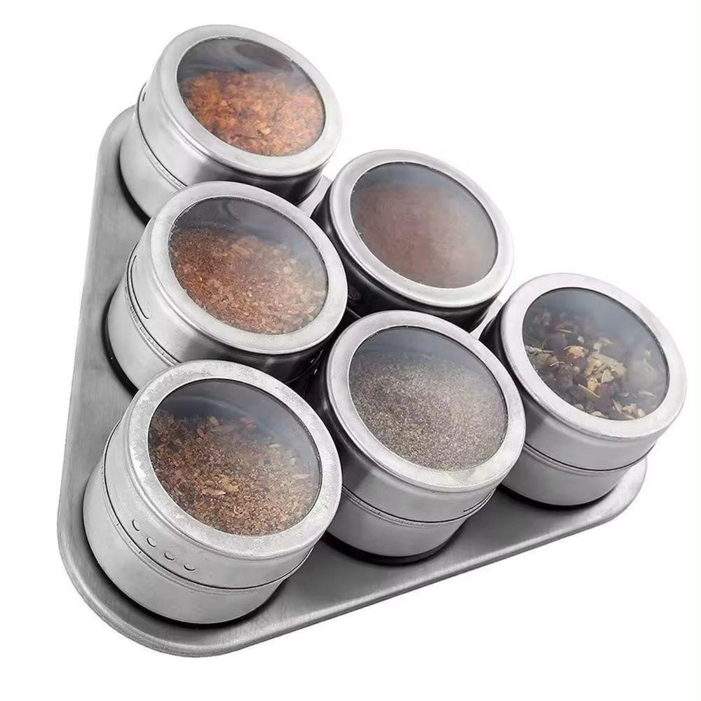 Porta Temperos Condimentos Magnético Inox 6 Potes Imantado - 5