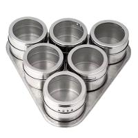 Porta Temperos Condimentos Magnético Inox 6 Potes Imantado - 1