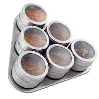 Porta Temperos Condimentos Magnético Inox 6 Potes Imantado - 5