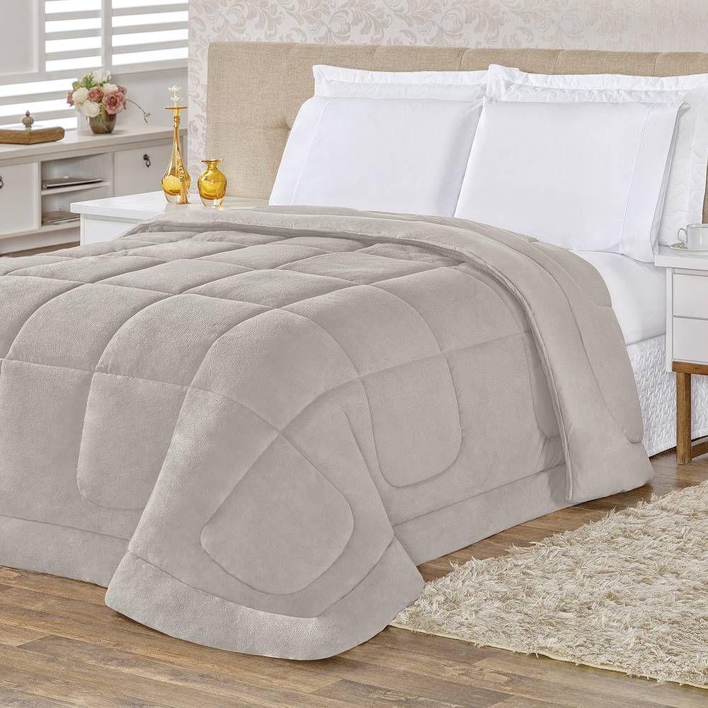 Coberdrom 100% Algodão Malha Com Manta Microfibra Queen 01 Peça - Cinza - 1