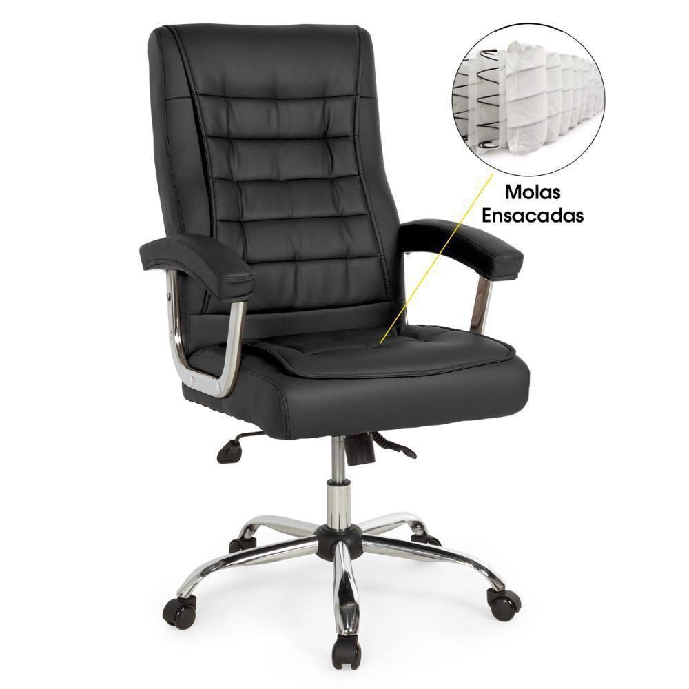 Cadeira De Escritório Giratória Presidente Premium Com Molas Ensacadas - Preto - 2