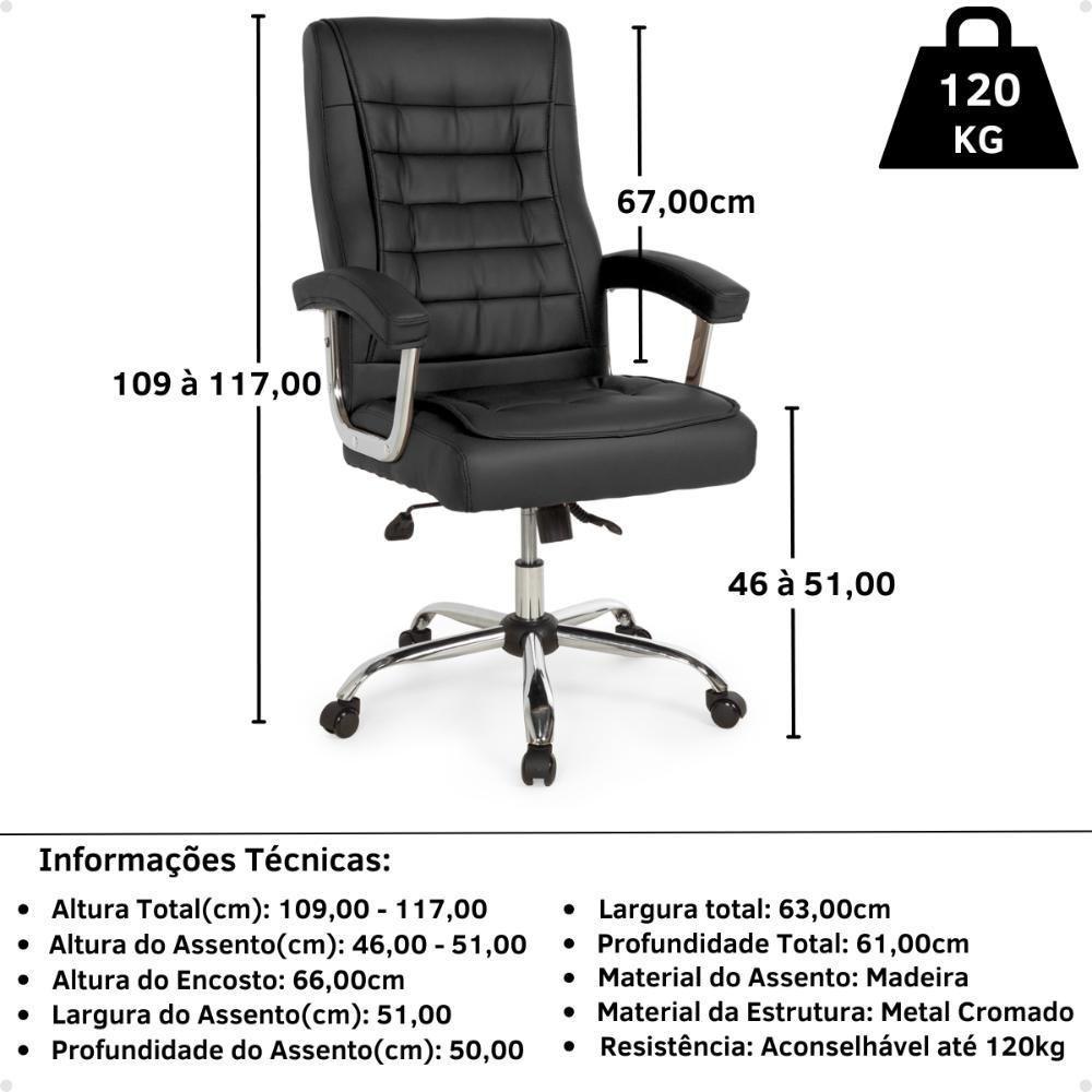 Cadeira De Escritório Giratória Presidente Premium Com Molas Ensacadas - Preto - 3