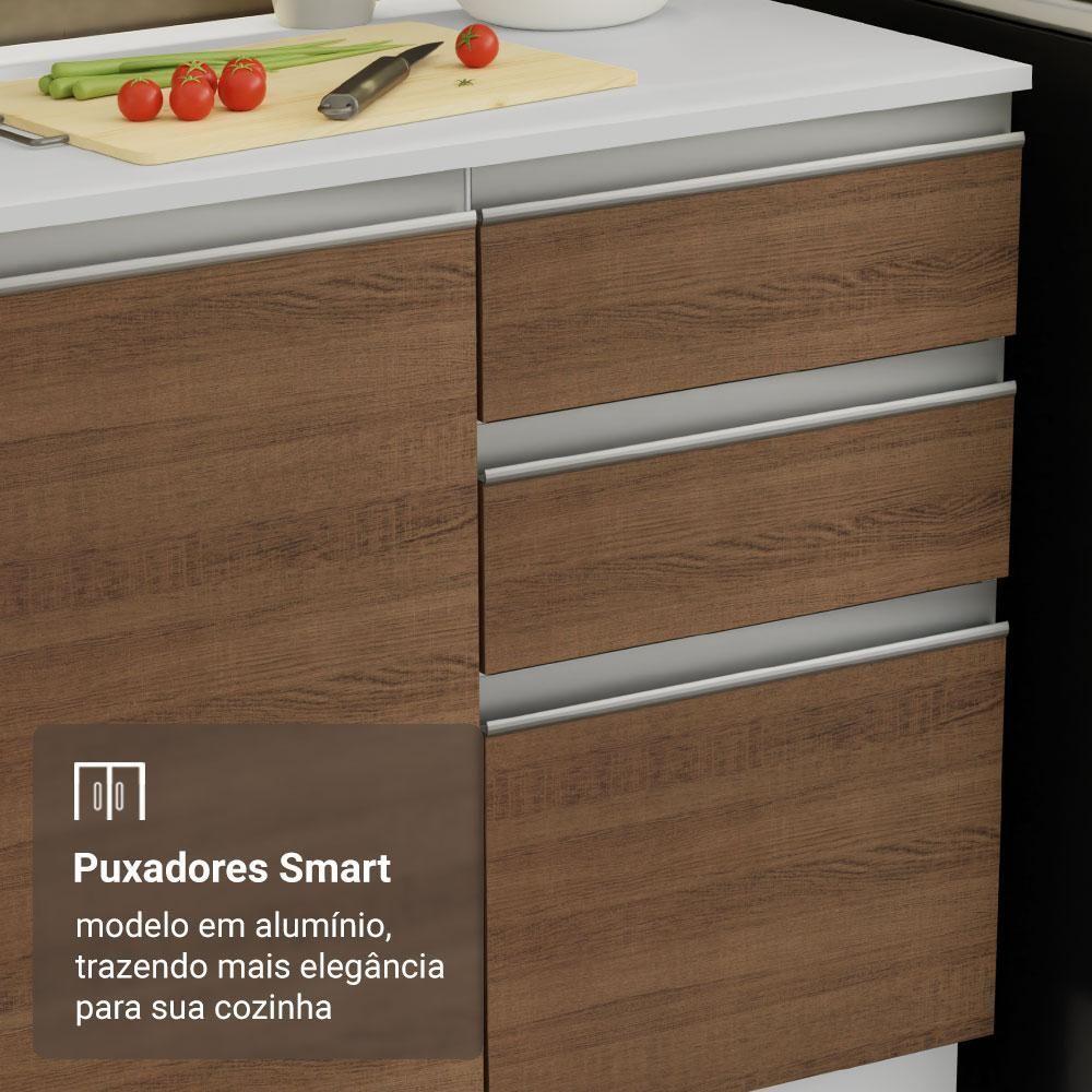 Armário De Cozinha Completa 100% MDF 310 Cm Smart 02 Xa Branco/Rustic/Crema - 6