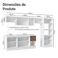 Armário De Cozinha Completa 100% MDF 310 Cm Smart 02 Xa Branco/Rustic/Crema - 3