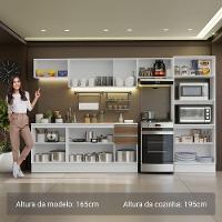 Armário De Cozinha Completa 100% MDF 310 Cm Smart 02 Xa Branco/Rustic/Crema