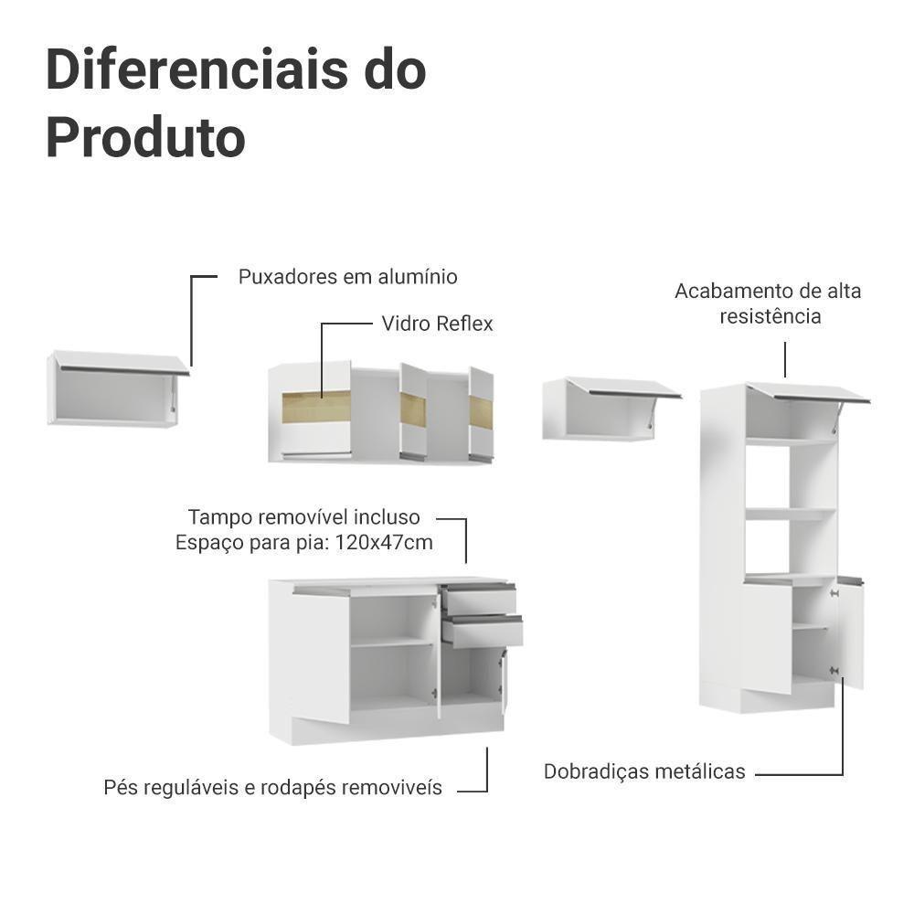 Armário De Cozinha Completa 100% MDF 310 Cm Smart 01 Xa Branco - 4